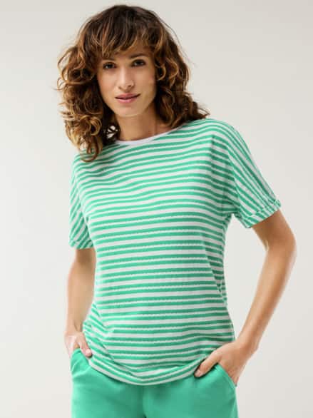 Kimonoshirt Ringelstruktur Jade Kimonoshirt Ringelstruktur Jade