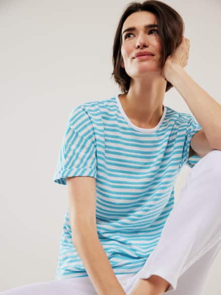 Kimonoshirt Ringelstruktur Azurblau