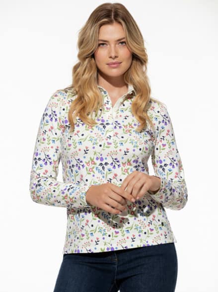 Thermo-Polo Blumendruck Offwhite