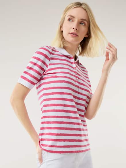 Jersey Polo Streifen Himbeersorbet Jersey Polo Streifen Himbeersorbet