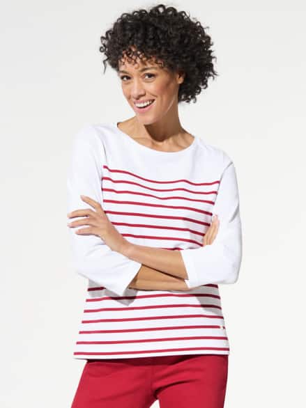 Ringelshirt-Softcotton Weiß/Rot Ringelshirt-Softcotton Weiß/Rot