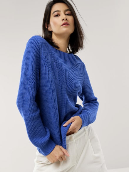 Baumwoll-Pullover Patentstrick Tintenblau