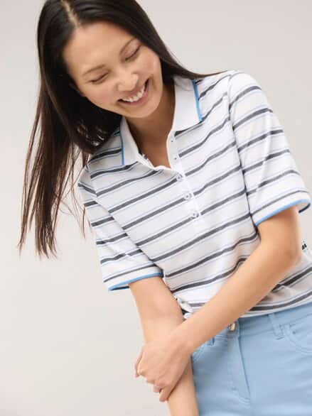 Extraglatt Polo Streifen Meerblau Extraglatt Polo Streifen Meerblau