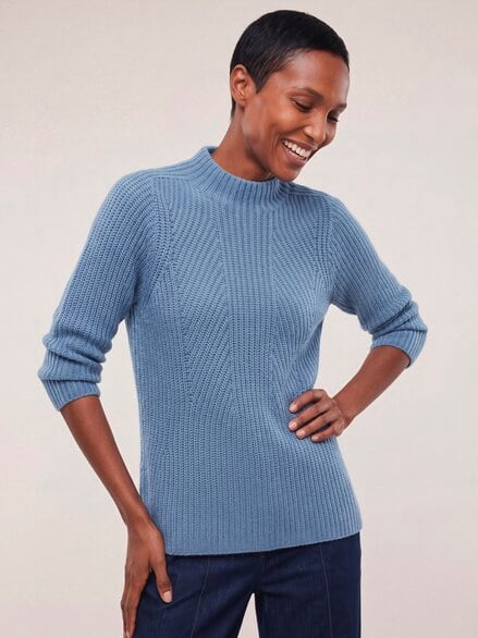 Cashmino Pullover Nahtlos Smokey Blue