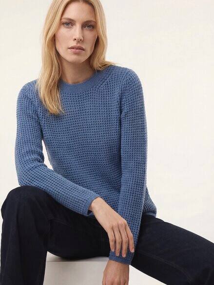Baumwollpullover in Waffelstruktur Smokey Blue