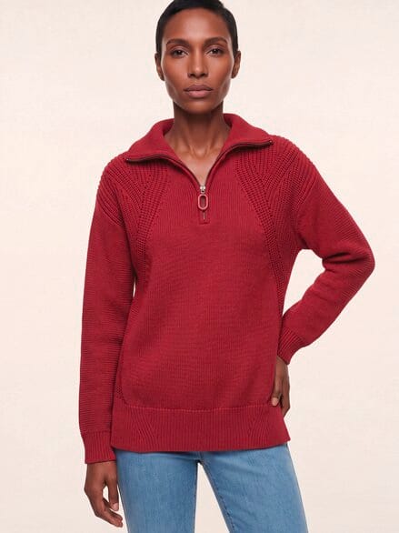 Pullover mit Troyerkragen Dunkelrot