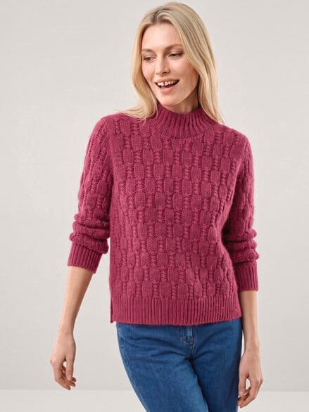 Pullover mit Zopfmuster Hellchianti