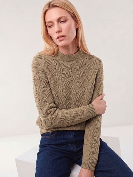 Weicher Pullover mit Schachbrettstr Praline