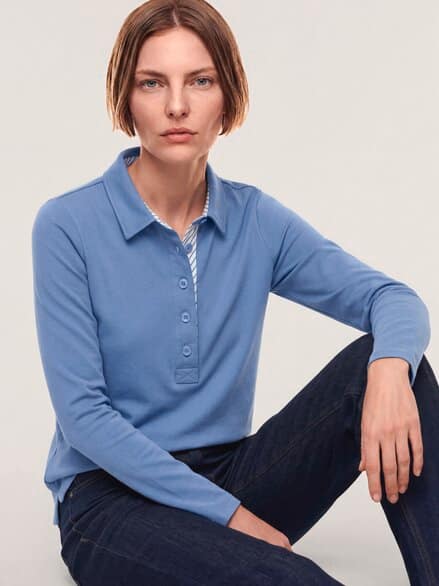 Poloshirt aus Baumwolle Smokey Blue