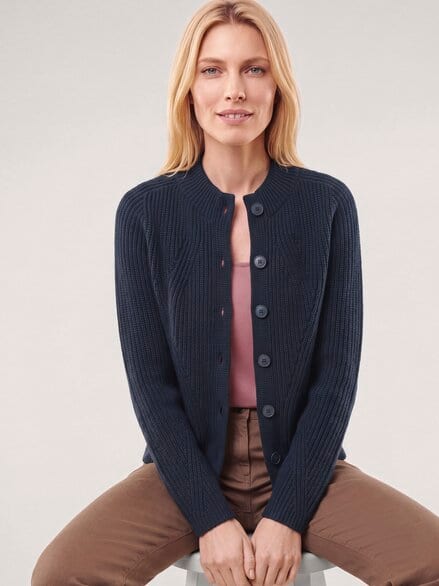 Cashmino Strickjacke Nahtlos Nachtblau