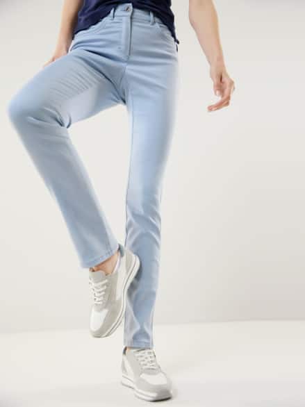 Extraglatt Baumwollhose Eisblau