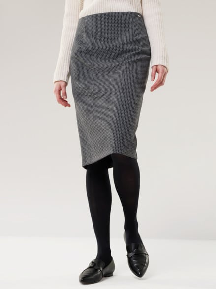 Jerseyrock Strickoptik Schwarz/Grau