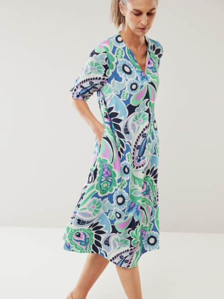 Viskosekleid Paisley Aqua/Multicolor Viskosekleid Paisley Aqua/Multicolor