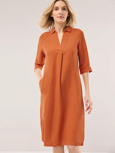 Leinenmixkleid Dunkelorange