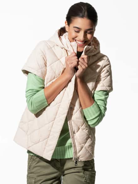 Steppweste Hoodie Creme