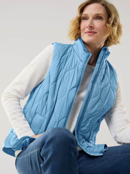 Wellensteppweste Ozeanblau/Rauchblau