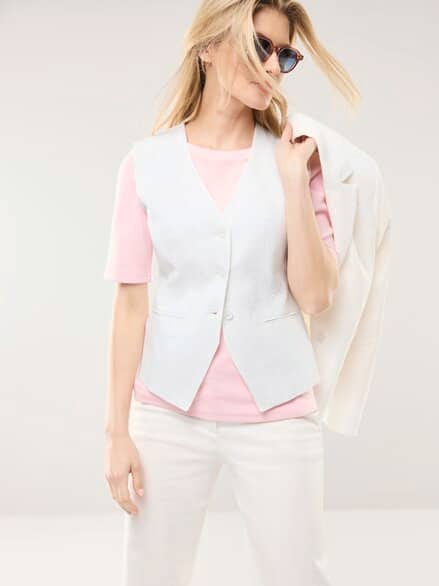 Seersucker Weste Weiß