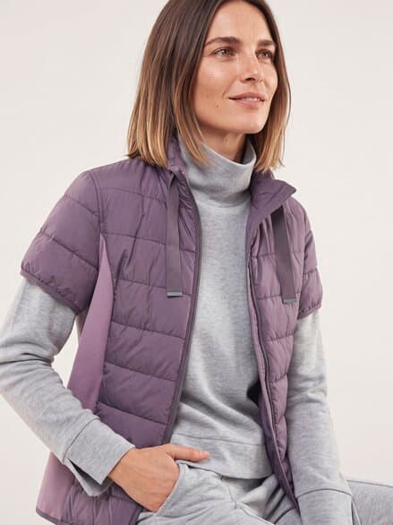 Steppweste mit Jerseyeinsatz Mauve