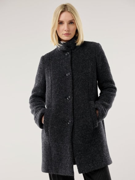 Alpaka-Flausch-Kurzmantel anthrazit