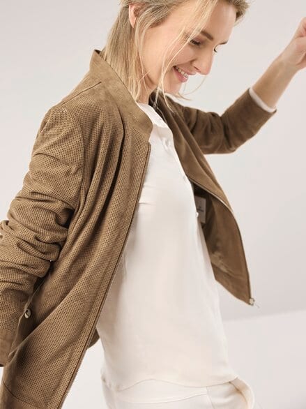 Ziegenvelours Perfo Blouson Caramel