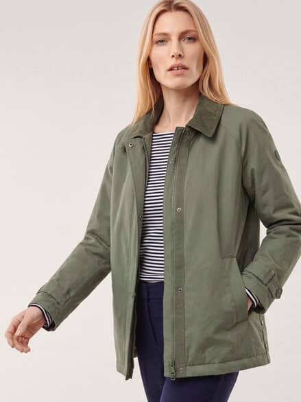 Jacke aus Baumwollmischung mit Cord Olivgrün