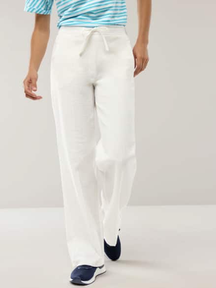 Marlenehose Seersucker Weiß Marlenehose Seersucker Weiß