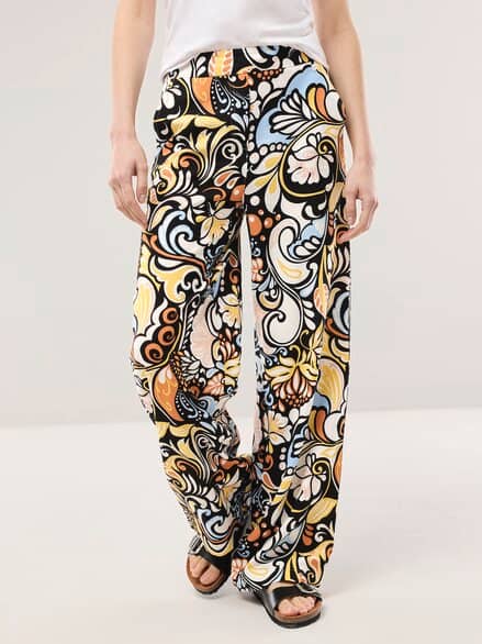 Kombihose aus Leinenmix AOP Bunt