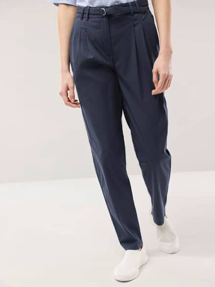 Bundfaltenhose aus Baumwollmix Nachtblau