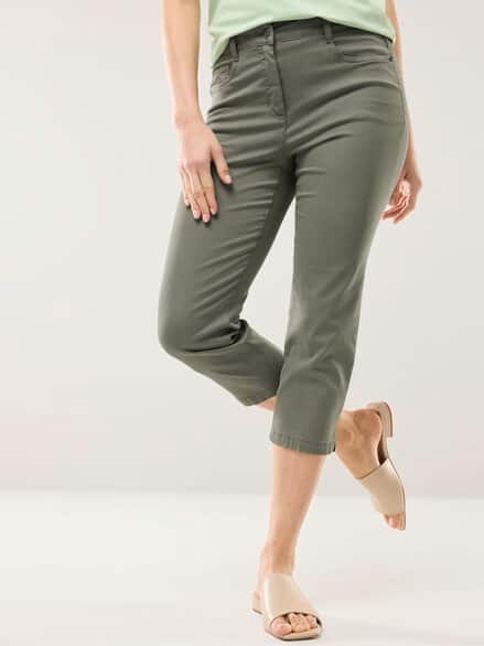 Capri aus Baumwollmix Khaki