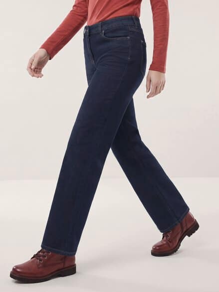 5 Pocket Jeans mit weitem Bein Rinsed