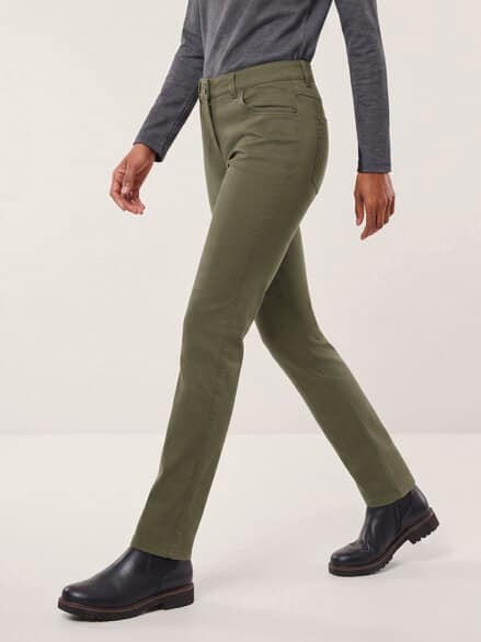 Extraglatt Baumwollhose Feminine F Oliv