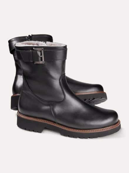 Lammfell-Stiefelette Schwarz