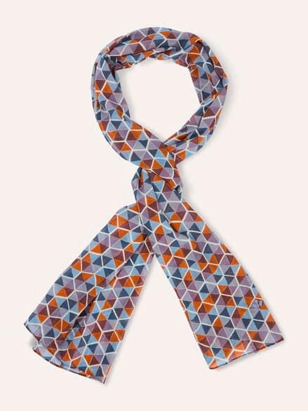 Baumwollschal Swiss Cotton Grafik Blau Gemustert