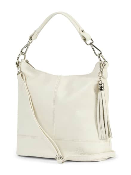Leder-Handtasche Hellbeige