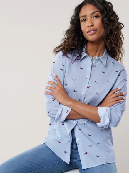 Extraglatt-Hemdbluse Everyday Dackeldruck Extraglatt-Hemdbluse Everyday Dackeldruck