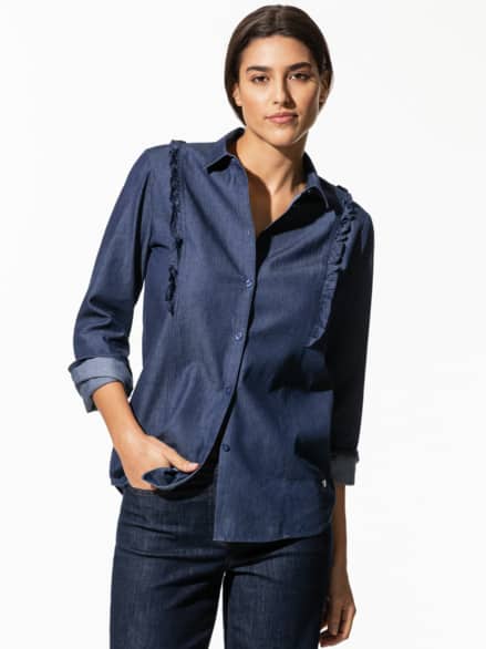 Rüschen-Bluse Jeans Dunkelblau Rüschen-Bluse Jeans Dunkelblau