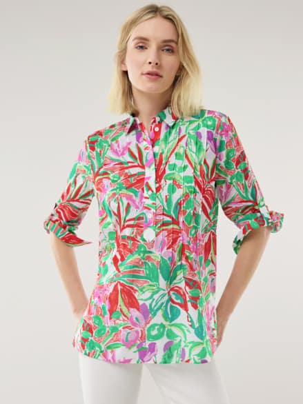 Baumwoll Tunika Flora Floral Grün Baumwoll Tunika Flora Floral Grün