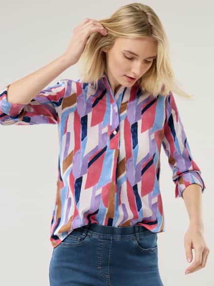 Extraglatt Polo Bluse Multicolor Extraglatt Polo Bluse Multicolor