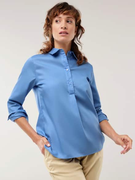 Extraglatt Polo Bluse Skyblue Extraglatt Polo Bluse Skyblue