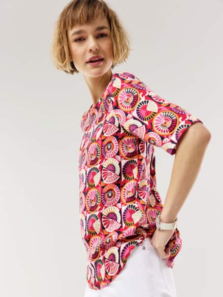 T-Shirt-Bluse Extra Leicht Kacheldruck Multicolor T-Shirt-Bluse Extra Leicht Kacheldruck Multicolor