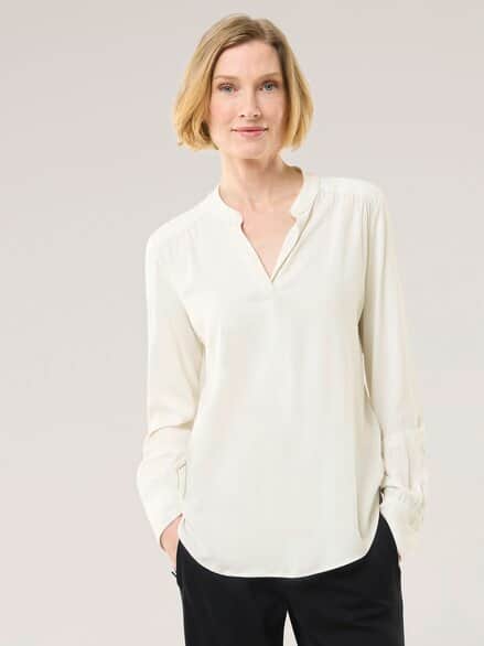 Easy Care Viskose Bluse Uni Weiß Easy Care Viskose Bluse Uni Weiß