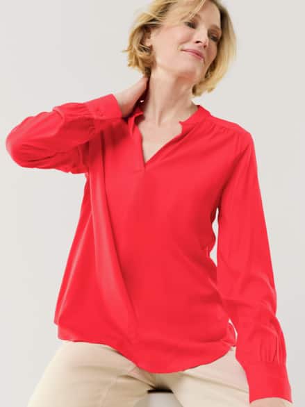 Easy Care Viskose Bluse Uni Rot Easy Care Viskose Bluse Uni Rot
