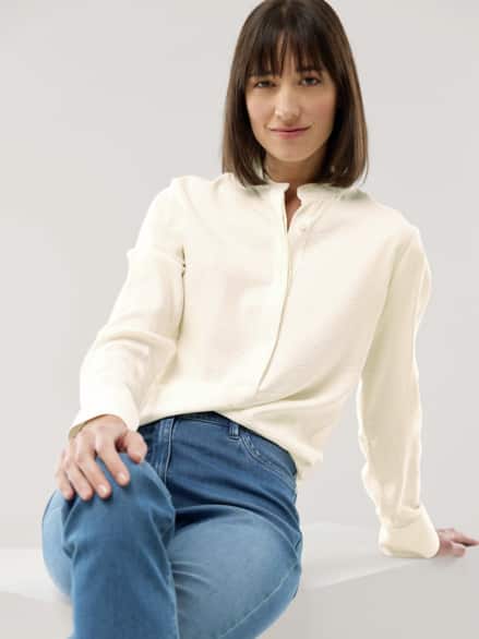 Easy Care Crincle Bluse Offwhite Easy Care Crincle Bluse Offwhite