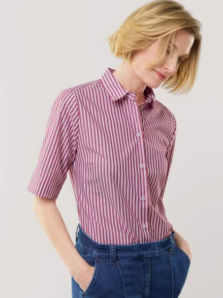 Extraglatt-Hemdbluse Everyday Streifen Dunkelrot Extraglatt-Hemdbluse Everyday Streifen Dunkelrot