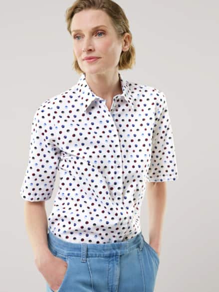Extraglatt-Hemdbluse Everyday Multicolor-Tupfen