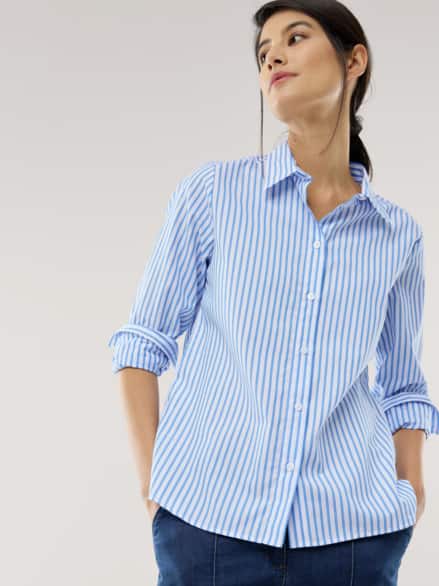 Baumwoll-Bluse Zeitlos Streifen Königs Baumwoll-Bluse Zeitlos Streifen Königs