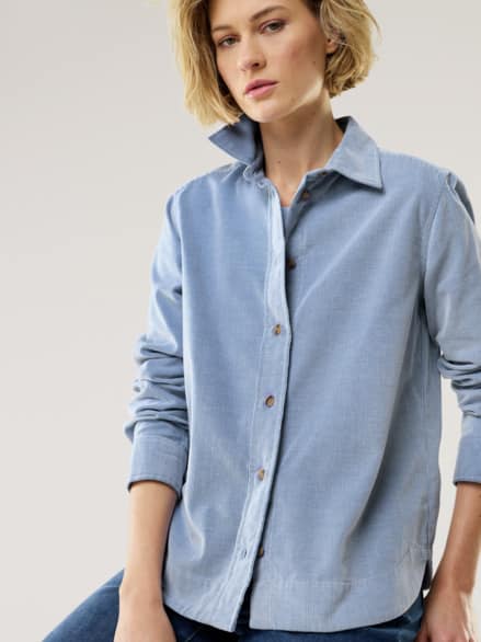 Two-Tone Cord Bluse Boxi Ozeanblau Two-Tone Cord Bluse Boxi Ozeanblau