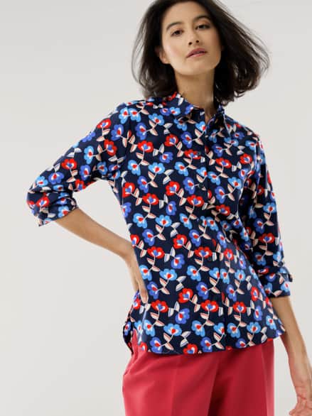 Baumwoll-Bluse Zeitlos Blumendruck Baumwoll-Bluse Zeitlos Blumendruck