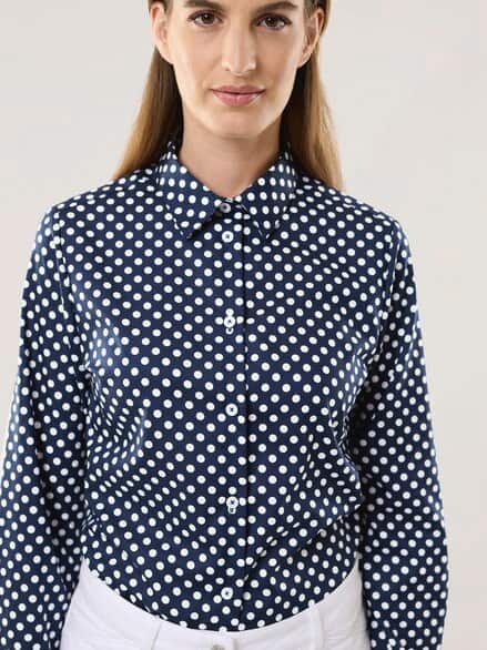 Extraglatt Baumwoll-Bluse Tupfen Marine Extraglatt Baumwoll-Bluse Tupfen Marine