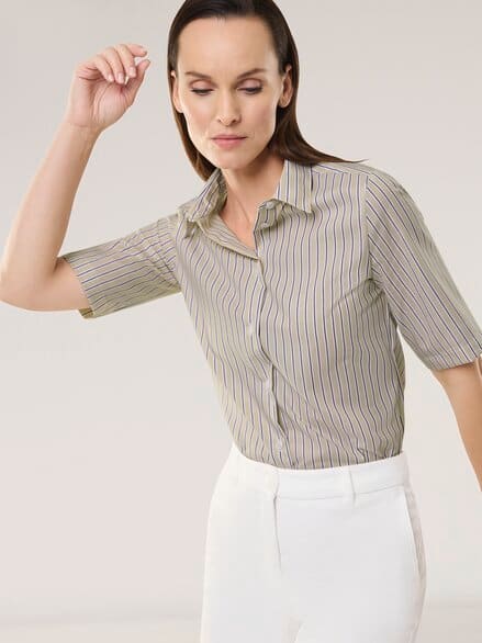 Extraglatt-Hemdbluse Everyday 2.0 Streifen Sand
